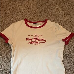 Hot Wheels Women's White and Red Short Sleeve Tee